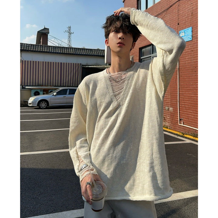 Herren Modischer Rippstrickpullover Echoarchiv