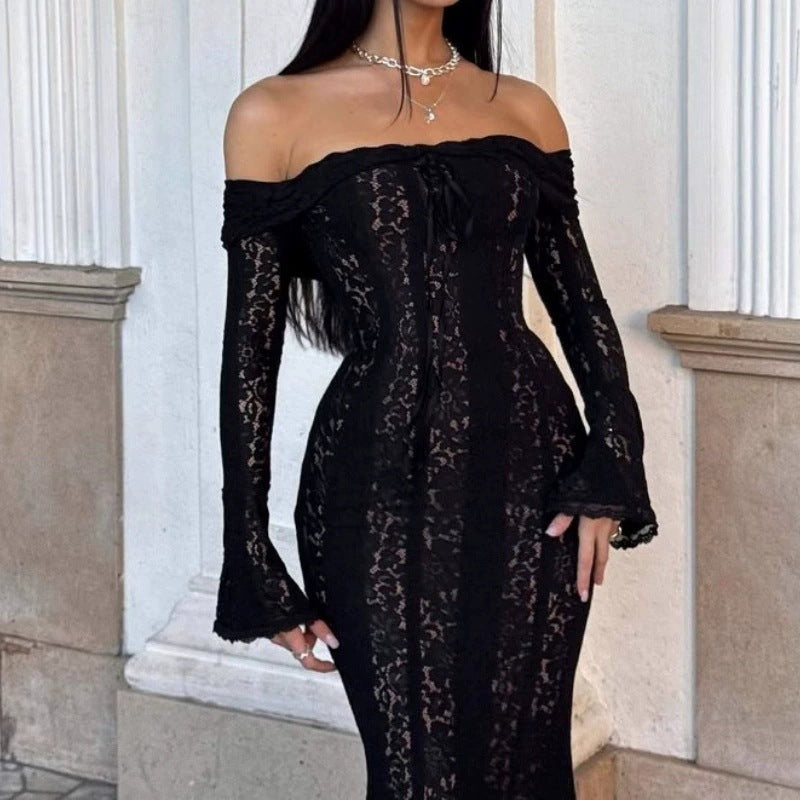 Damen Elegantes Spitzenkleid im figurbetonten Schnitt mit Off-Shoulder Design Echo Archiv