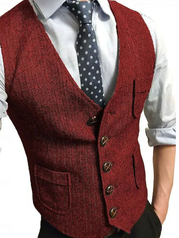 Herren Eleganter Weste aus Herringbone-Stoff Echo Archiv