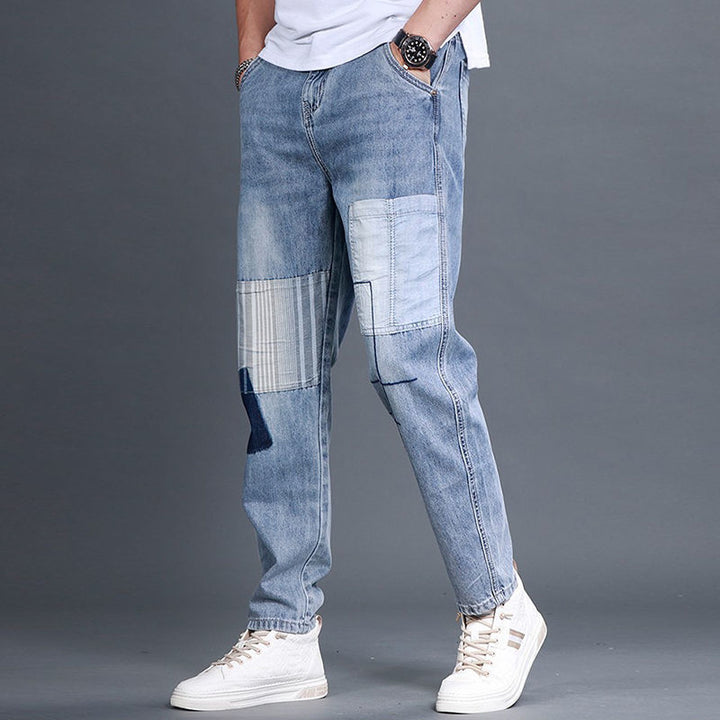 Herren lässige Denim-Hose mit kreativen Patch-Details Echoarchiv