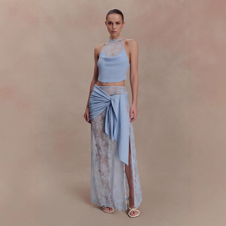Damen Elegantes Spitzen-Top und Maxi-Rock Set Echo Archiv