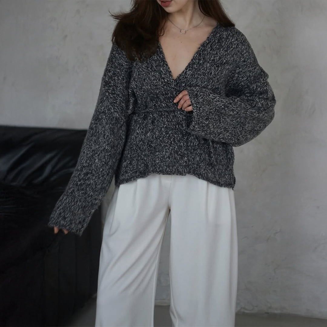 Damen nan oversize Bouclé-Strickjacke mit Taillengürtel und Kimonoärmeln Echo Archiv