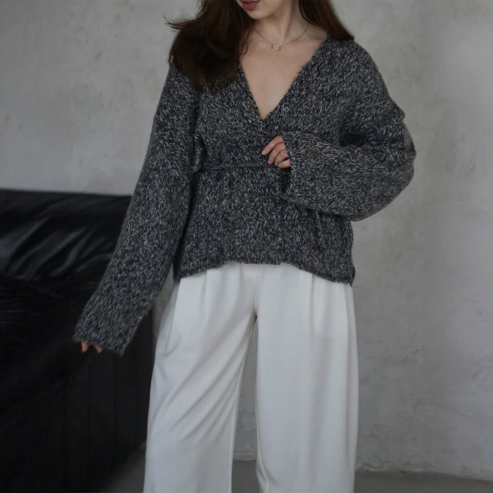 Damen nan oversize Bouclé-Strickjacke mit Taillengürtel und Kimonoärmeln Echo Archiv