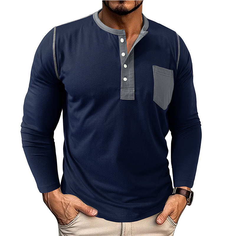 Herren Langarmshirt mit modernem Henley-Kragen Echoarchiv