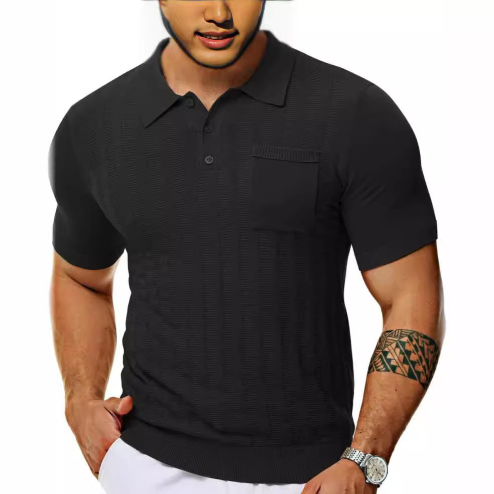 Herren Poloshirt mit strukturiertem Muster und kurzer Ärmel Echoarchiv