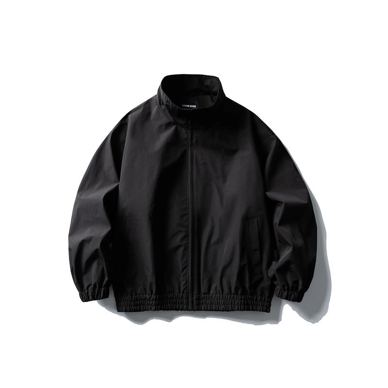Herren Windbreaker-Jacke im Boxy‑Schnitt mit Stehkragen und elastischem Saum Echoarchiv