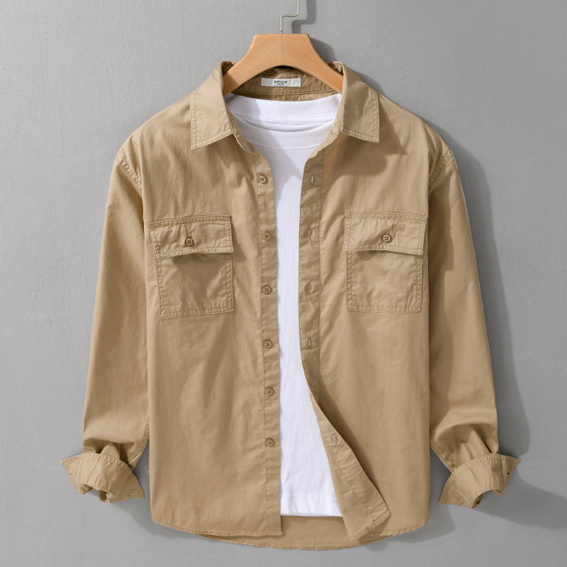 Herren Pflegeleichtes Baumwoll-Utility-Overshirt mit Doppel‑Brusttaschen und entspanntem Saum Echoarchiv
