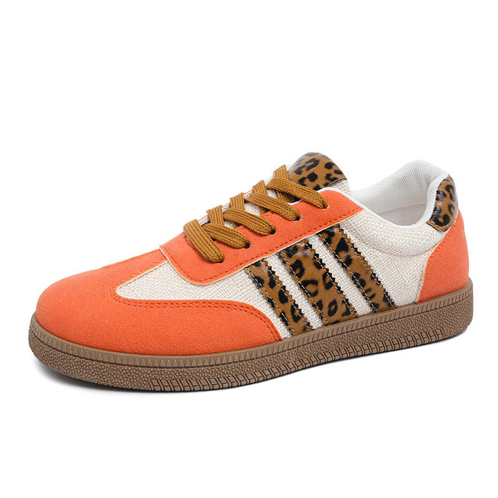 Damen Low-Top Sneaker mit Leoparden-Detail, Velours- und Textilmix Echoarchiv