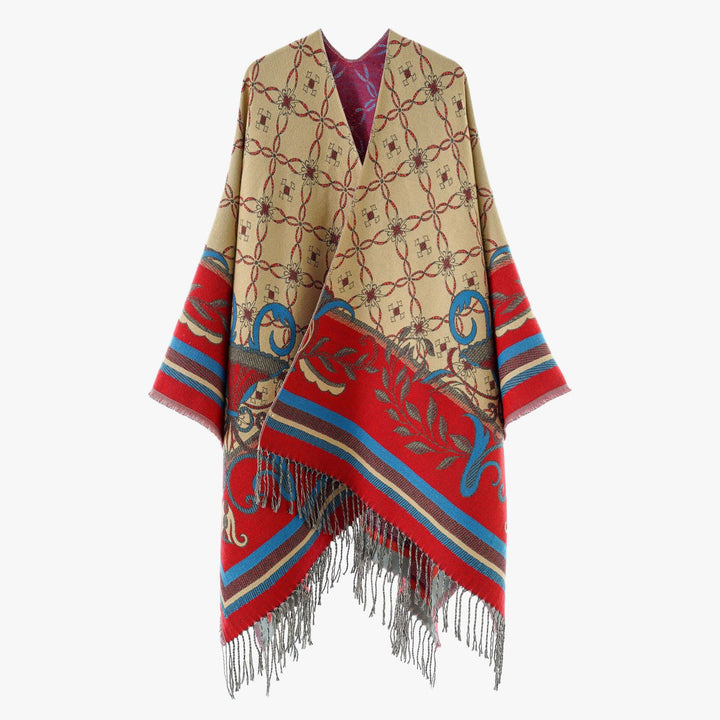 Damen Jacquard‑Überwurf im Wandteppich‑Jacquard mit Fransensaum – Avérine