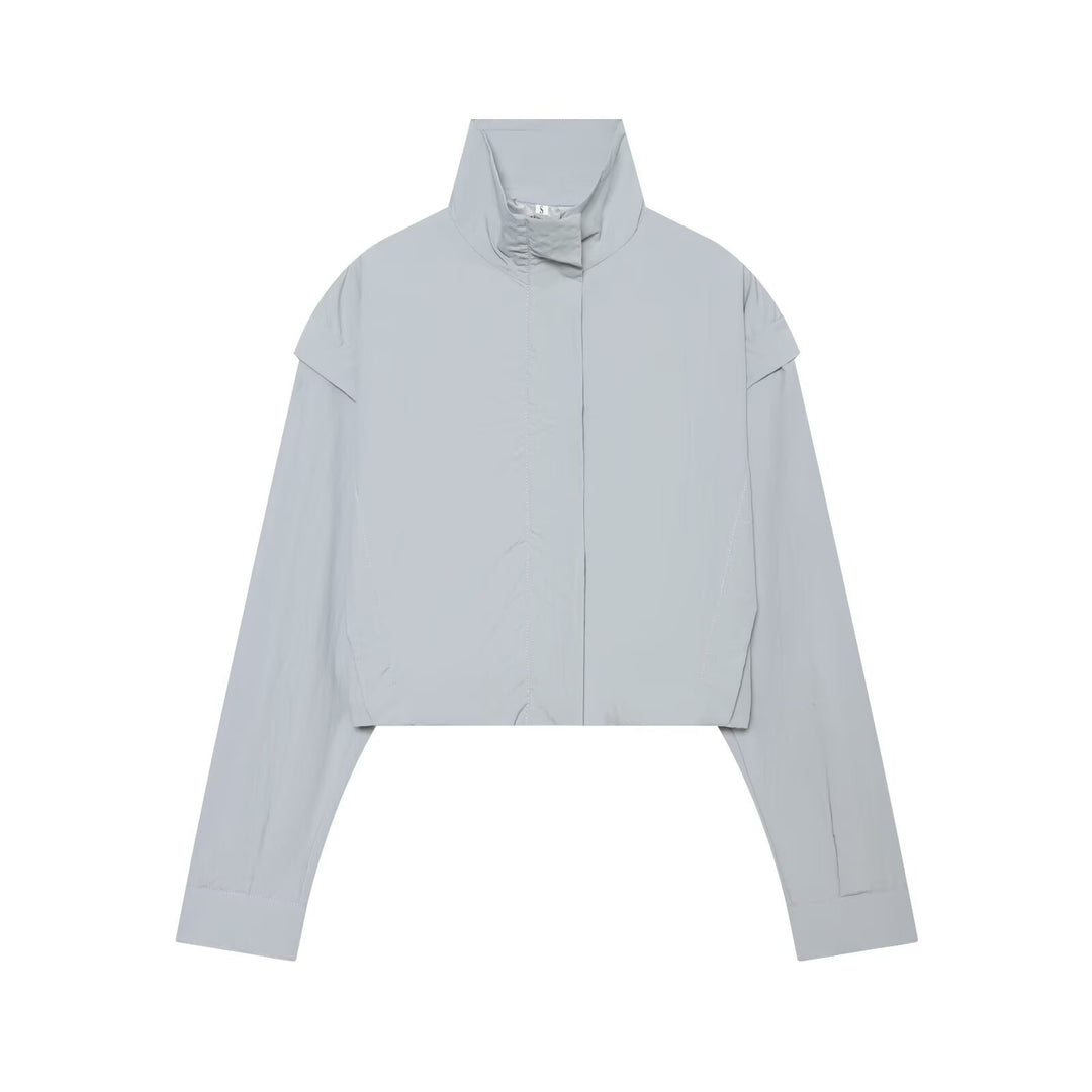 Damen Leichter Cropped‑Blouson mit hohem Stehkragen und verdeckter Front Echo Archiv