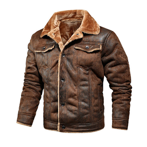 Herren Fleecegefütterte Lederjacke Echoarchiv