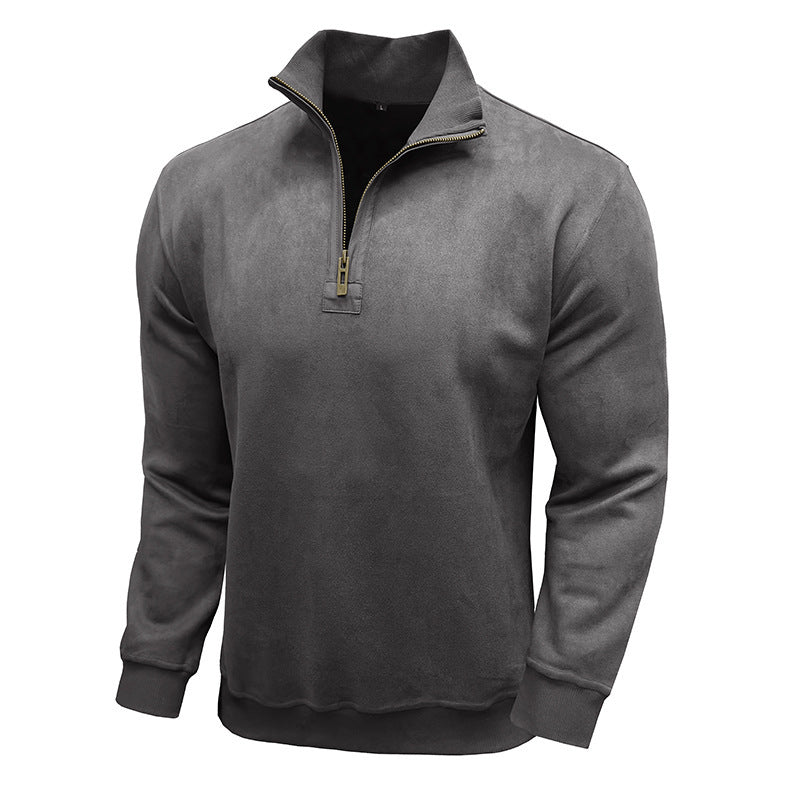 Herren pflegeleichter Fleece-Pullover mit Stehkragen Echoarchiv