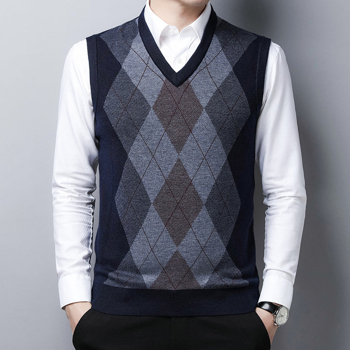 Herren elegante Argyle-Strickweste Echoarchiv