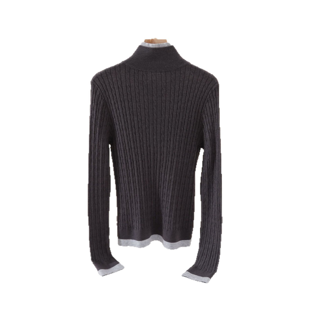 Damen Feinstrick-Polo-Pullover mit Rippstruktur, Stehkragen und Knopfleiste Echo Archiv