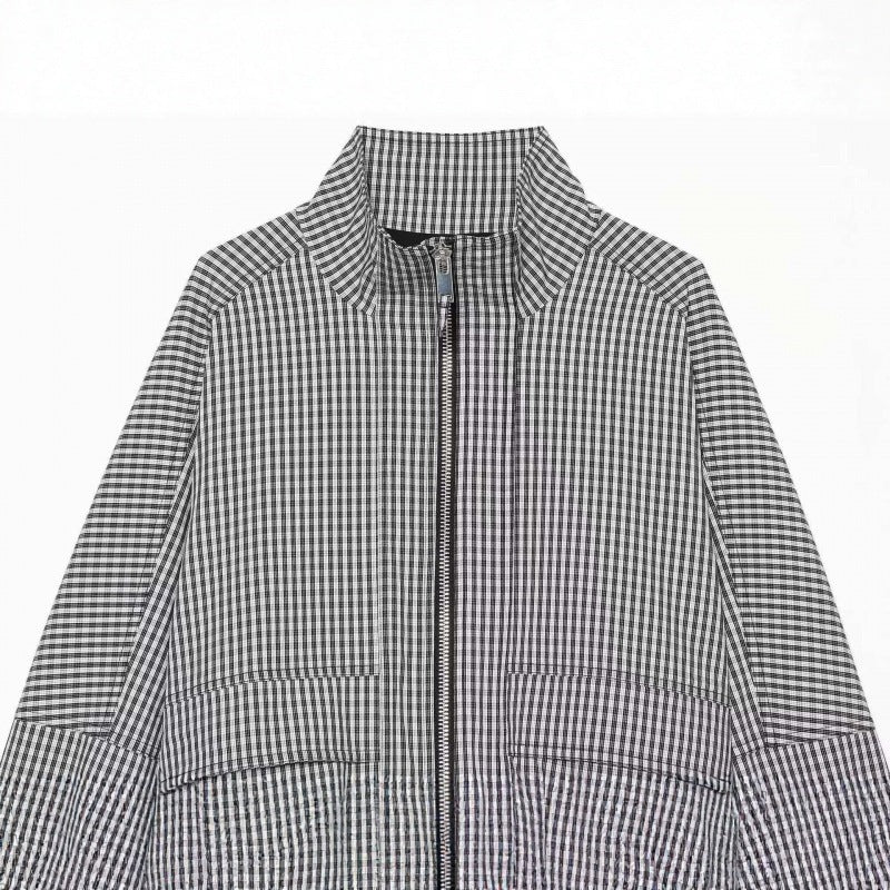 Damen Gekürzte Boxy‑Jacke im Vichy‑Karo mit Stehkragen und Zweiwege‑Reißverschluss Echo Archiv