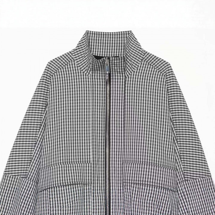Damen Gekürzte Boxy‑Jacke im Vichy‑Karo mit Stehkragen und Zweiwege‑Reißverschluss Echo Archiv