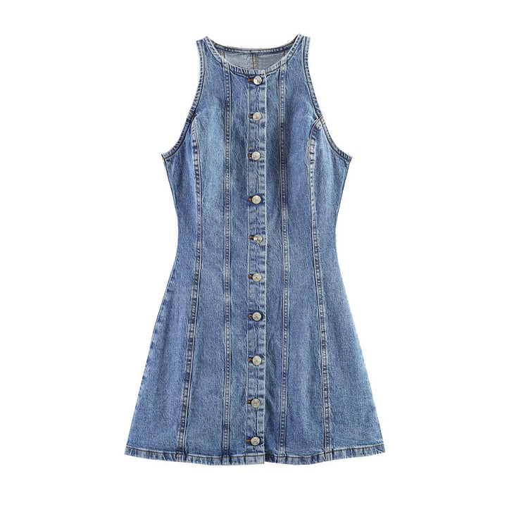 Damen Jeanskleid mit geflochtenem Knoten und durchgehender Knopfleiste Echo Archiv