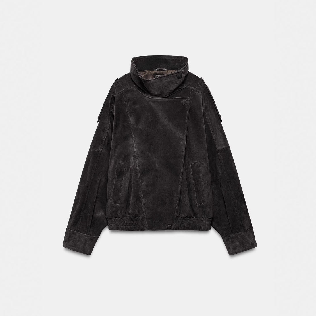Damen Lässige Wildlederjacke mit hohem Kragen – Célinea