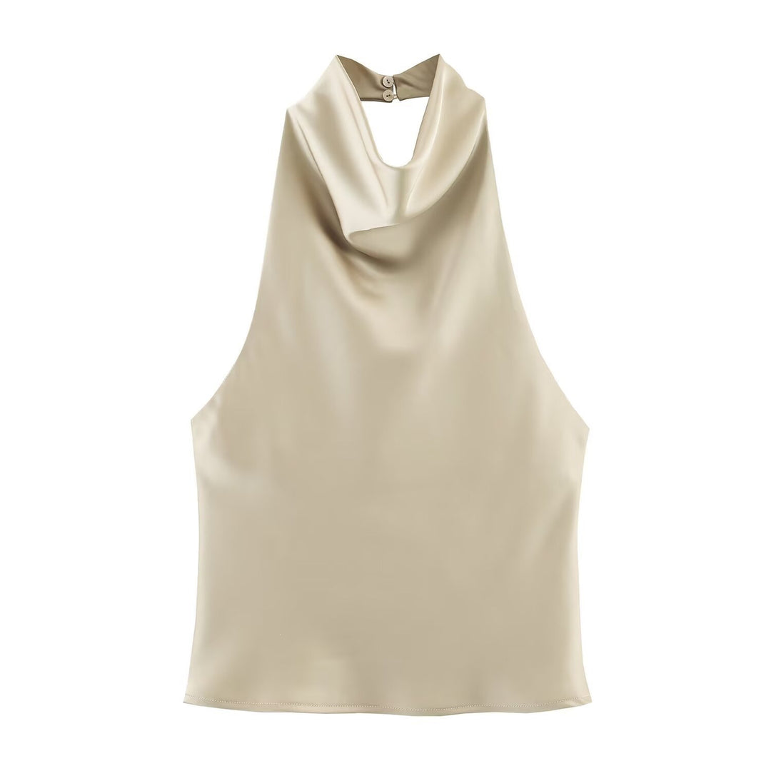 Damen elegantes Haltertop mit fließendem Schnitt und dekorativen Details Echo Archiv