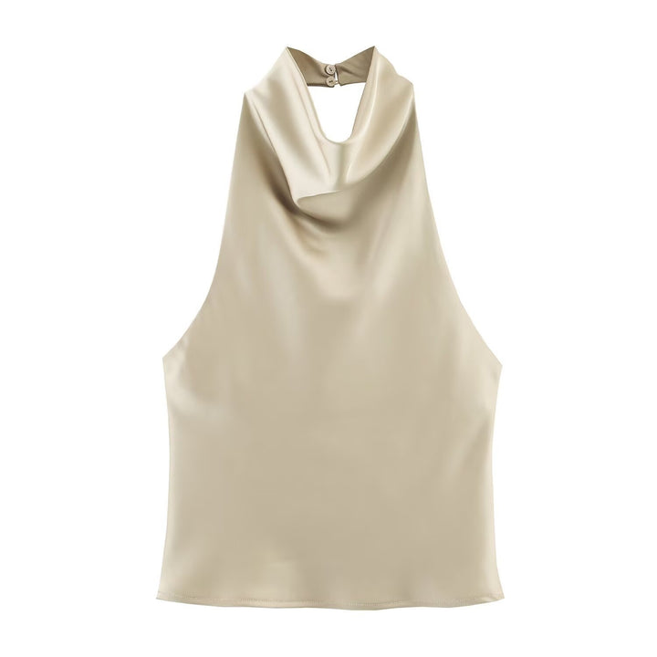 Damen elegantes Haltertop mit fließendem Schnitt und dekorativen Details Echo Archiv