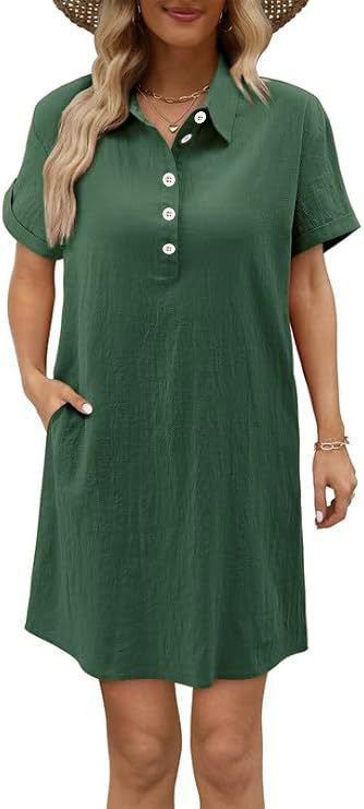 Damen lässiges Hemdkleid mit Knopfleiste und Seitentaschen Echo Archiv