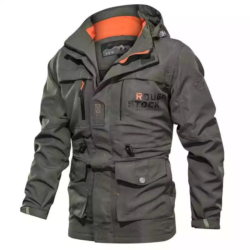 Herren Robust-Canvas-Fieldparka mit Kapuze, taillierendem Kordelzug und Multifunktions‑Taschen Echo Archiv