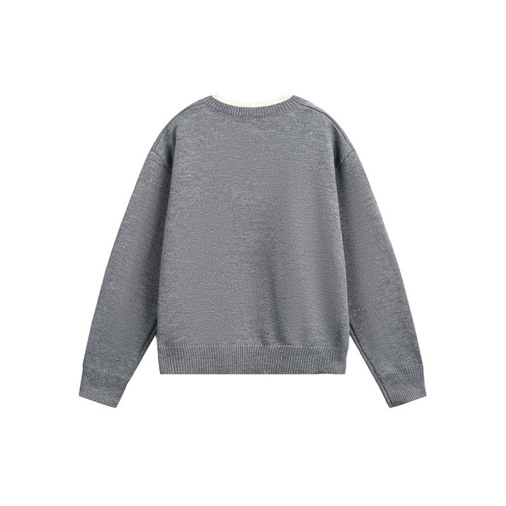 Unisex Grobgestrickter Pullover mit V‑Knopfleiste und Lagenkragen Echoarchiv