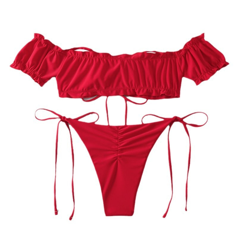 Damen Bandeau Bikini mit puffärmeliger Oberteil Echo Archiv