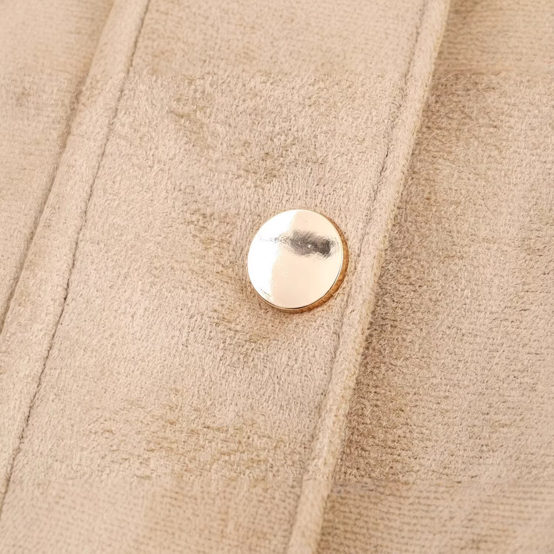Damen Kurze Wildlederoptik-Jacke mit Stehkragen und Druckknopfleiste Echoarchiv
