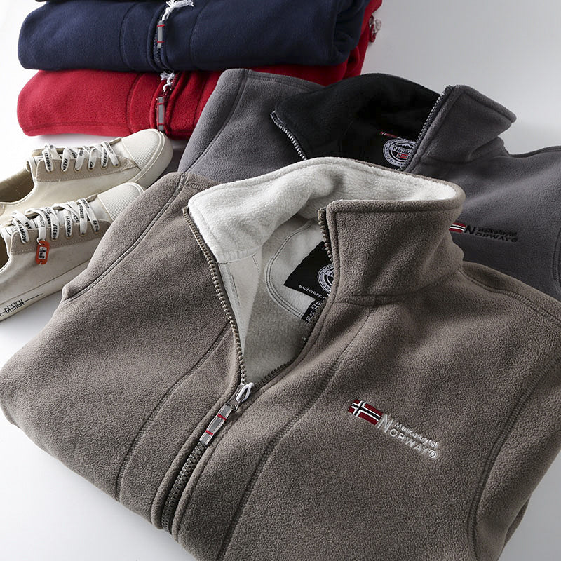 Herren Fleece-Outdoorjacke mit Teddyfleece-Innenlage, Stehkragen und Reißverschluss Echoarchiv