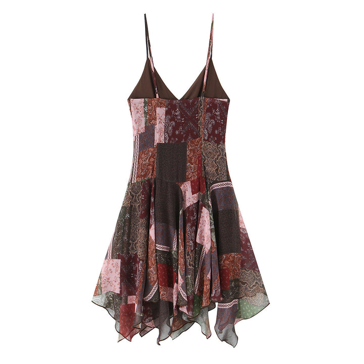 Damen Wickelkleid im modernen Patchwork-Design mit voluminösem Rock Echo Archiv