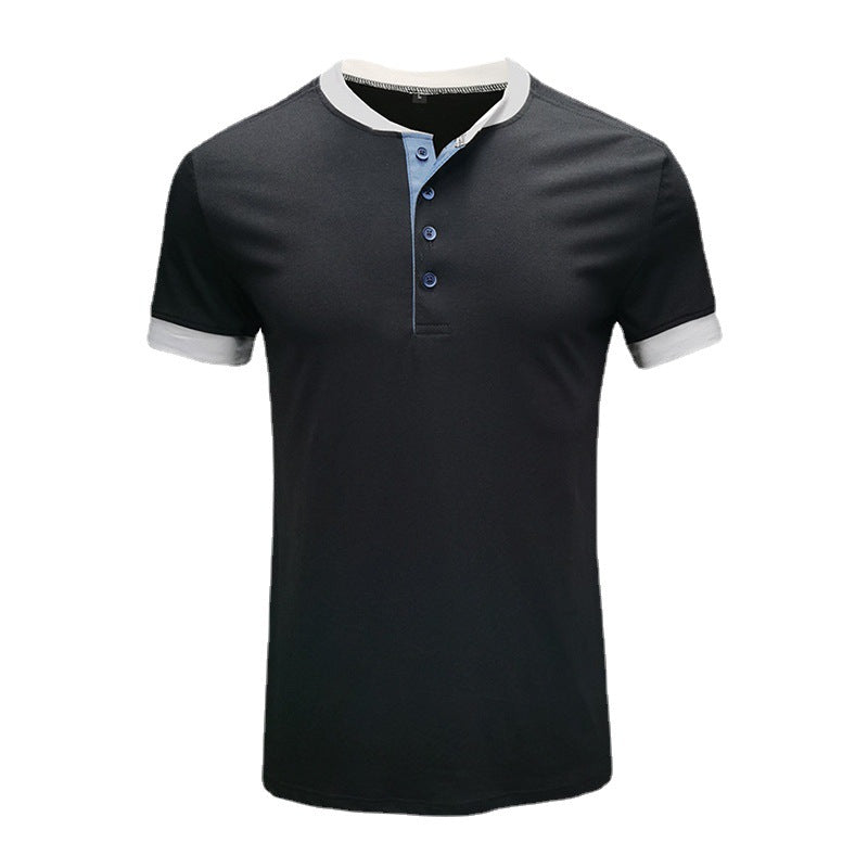 Herren modisches Henley Shirt mit kontrastierendem Kragen und Knopfleiste Echoarchiv