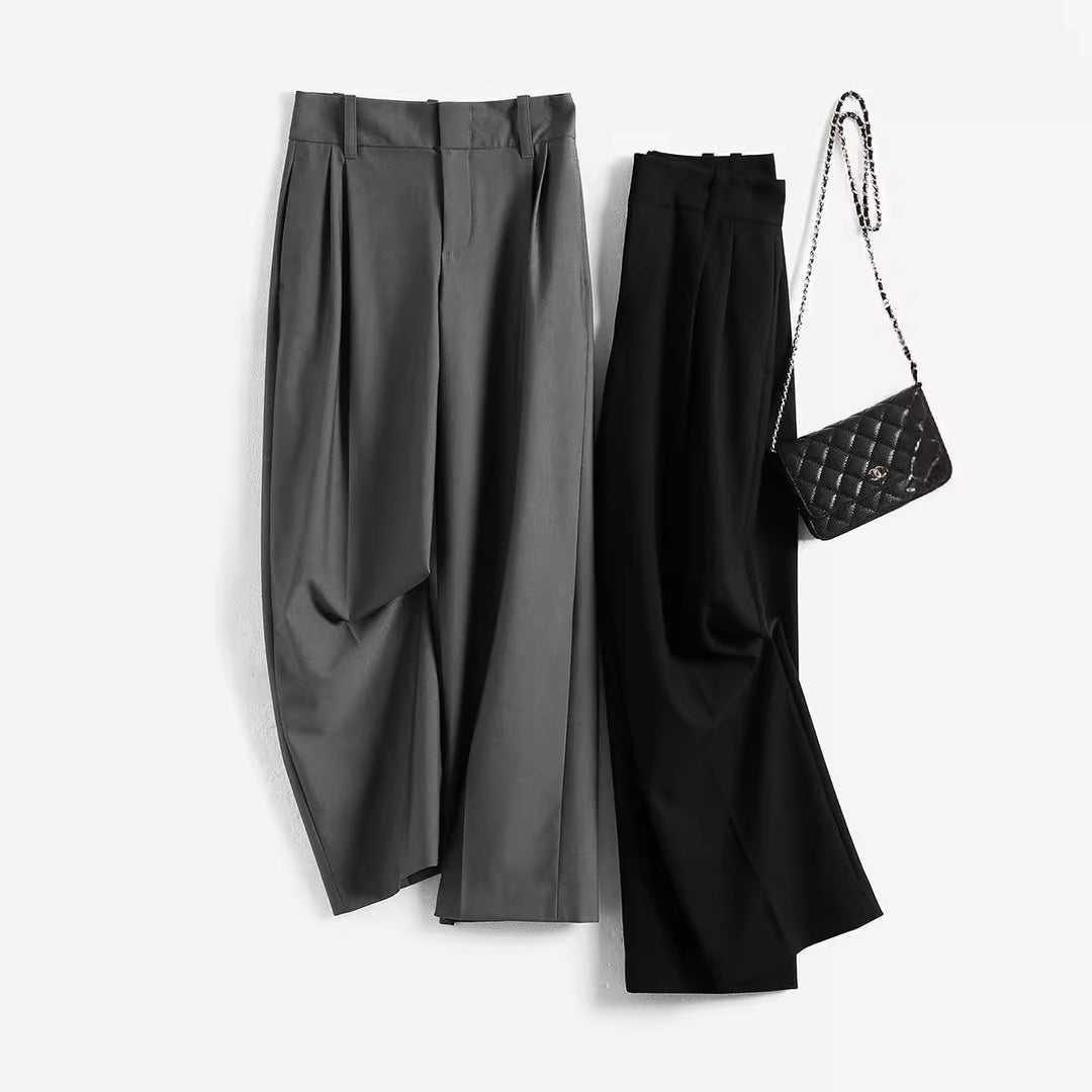 Damen Elegante, hoch taillierte und fließende Stoffhose Echoarchiv
