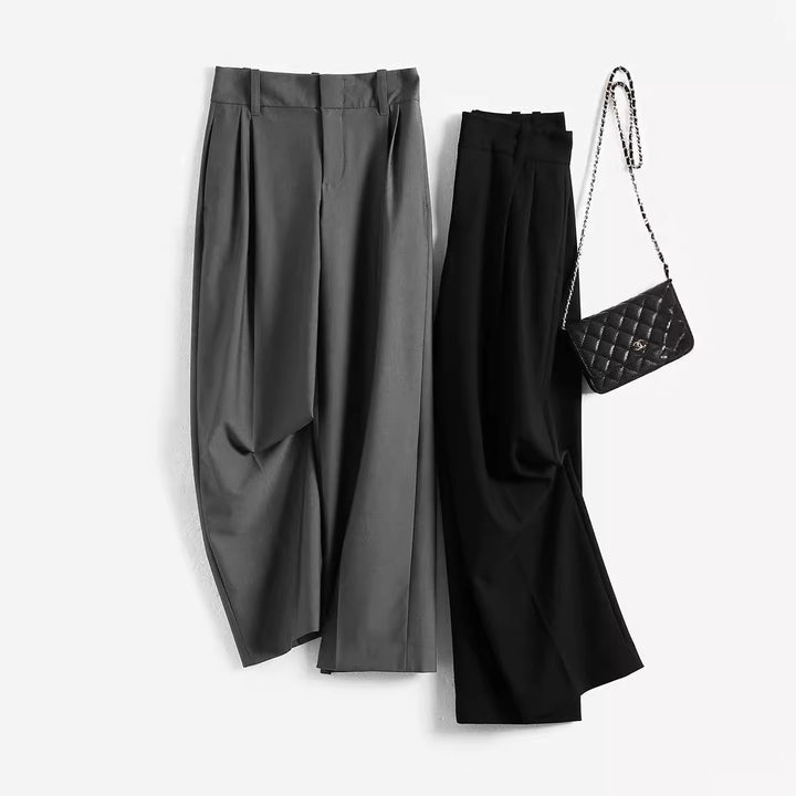 Damen Elegante, hoch taillierte und fließende Stoffhose Echoarchiv