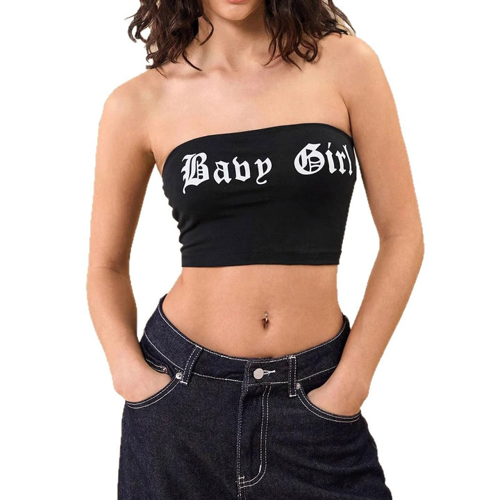 Damen Bandeau-Top mit kreativem Schriftzug Echo Archiv