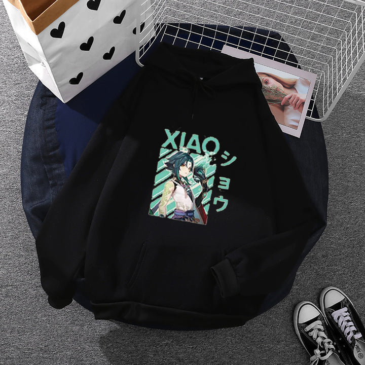 Damen weicher Oversize-Kapuzenpullover mit kawaii Pilzfrosch-Print, Kängurutasche und gerippten Bündchen – Auréline