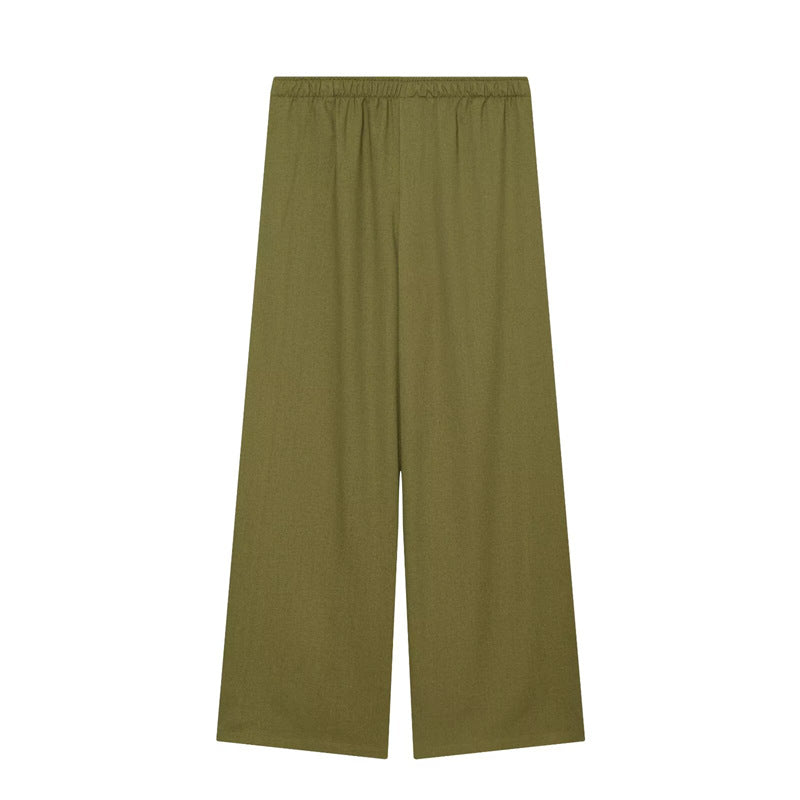 Damen Weite Palazzo-Hose mit elastischem Bund und fließendem Leinenmix Echo Archiv