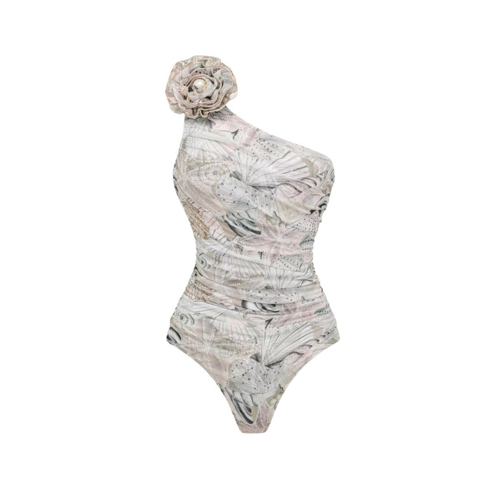 Damen Einseitiger Badeanzug mit floraler Applikation Echo Archiv