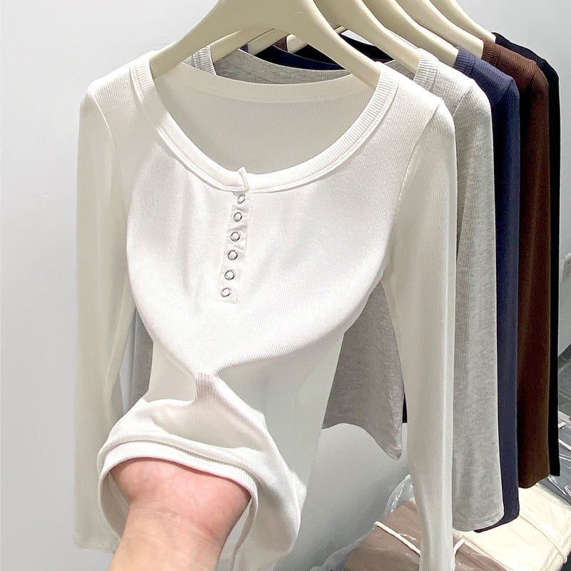 Damen Elegantes Langarmshirt mit Knopfleiste Echo Archiv