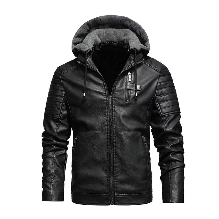 Herren Lederjacke mit abnehmbarer Kapuze Echo Archiv