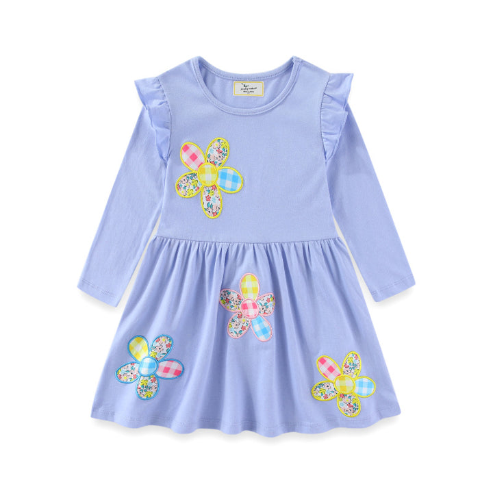 Mädchen Langarmkleid mit floralen Applikationen Echo Archiv