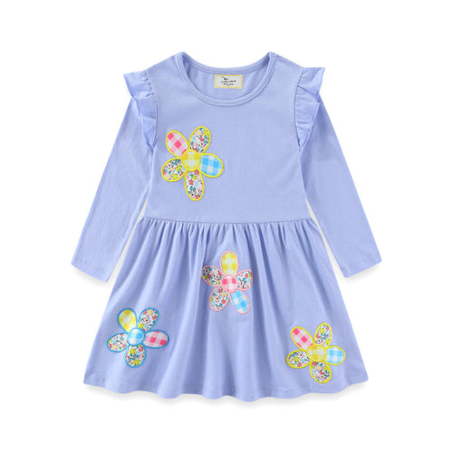 Mädchen Langarmkleid mit floralen Applikationen Echo Archiv