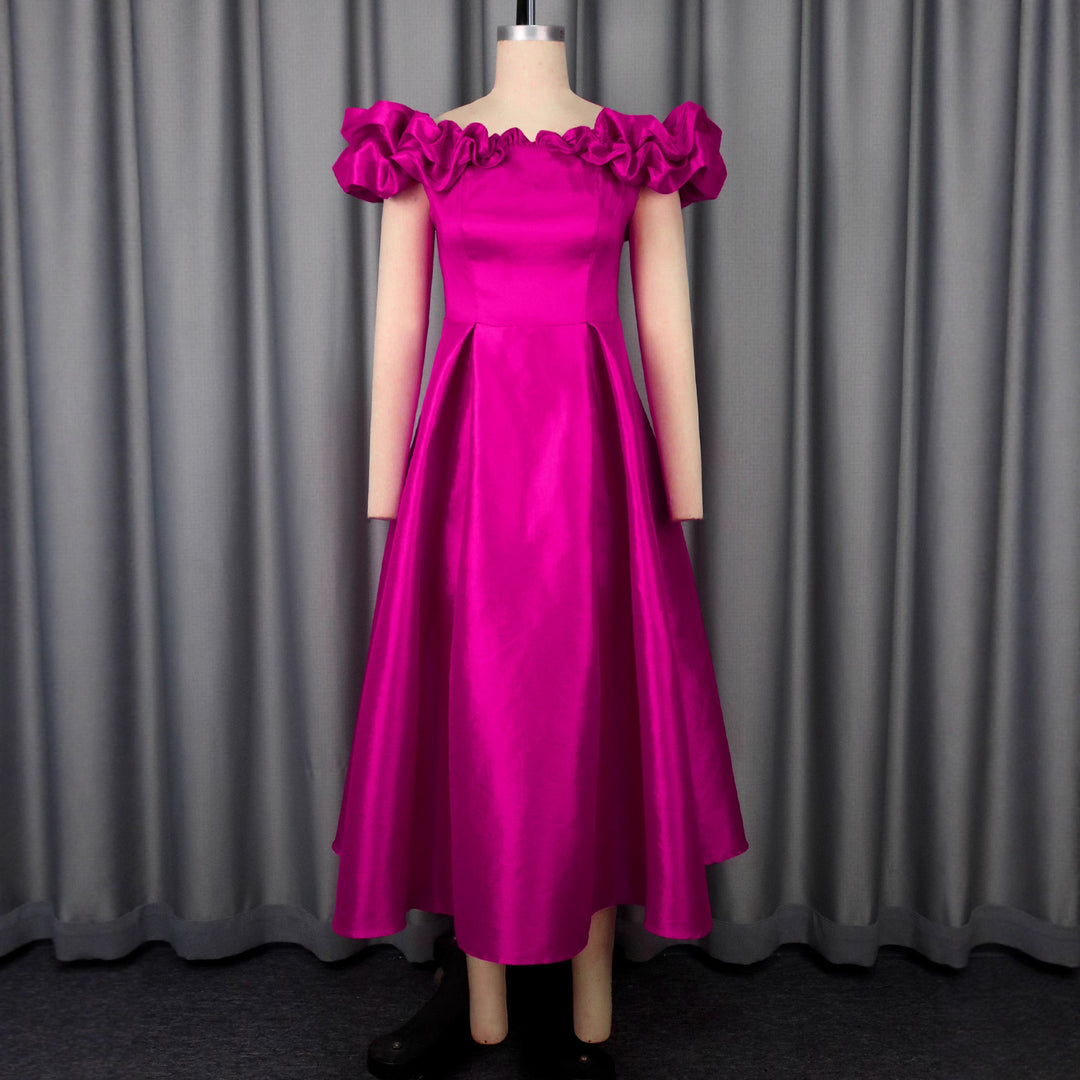 Damen Cocktailkleid mit schulterfreiem Design und voluminösen Rüschendetails Echo Archiv