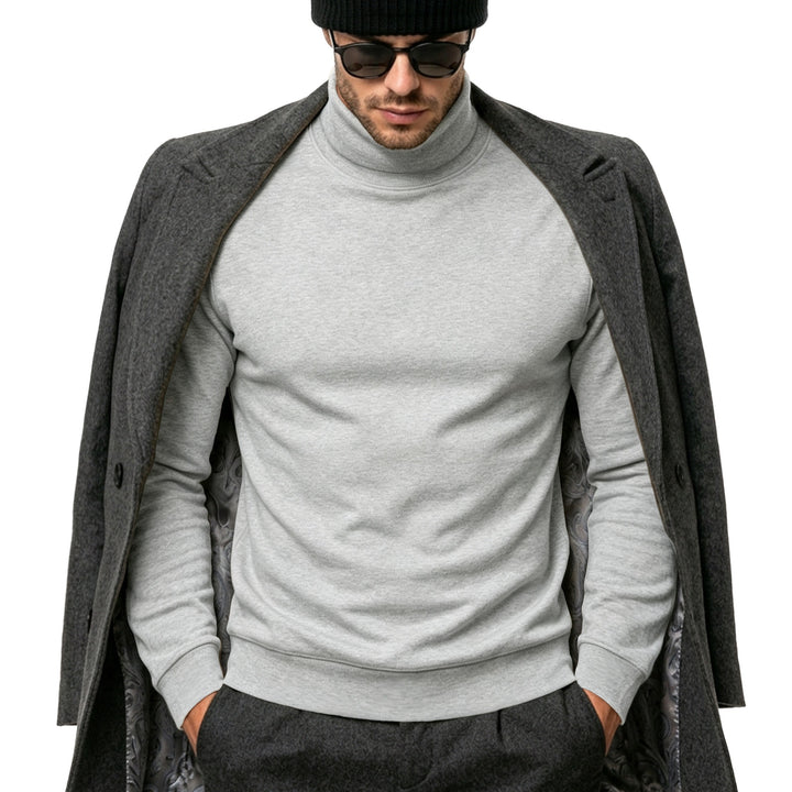 Herren Eleganter Baumwoll-Mix Rollkragenpullover Slim Fit Echoarchiv