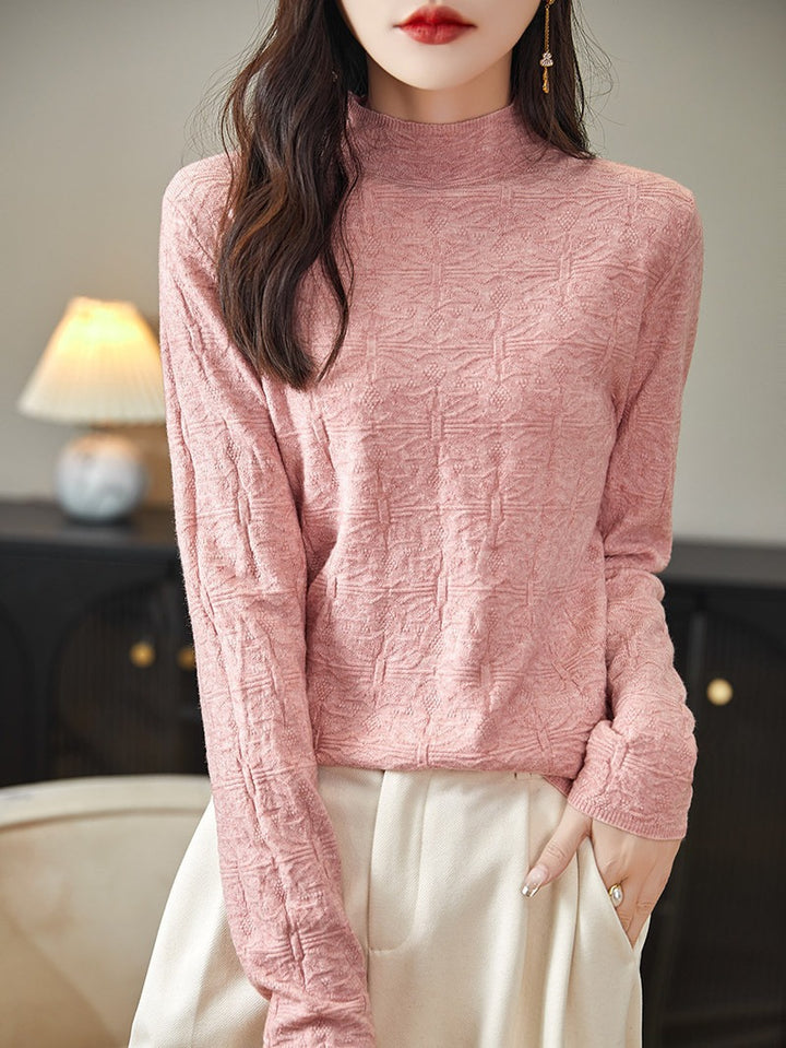 Damen Strukturiertes Feinstrick-Longsleeve mit Stehkragen und kastiger Silhouette Echoarchiv