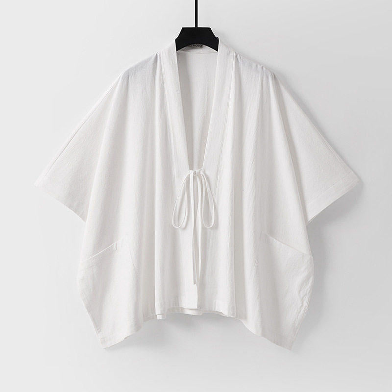 Damen Oversize Kimono-Cardigan mit Bindeband und aufgesetzten Taschen Echoarchiv