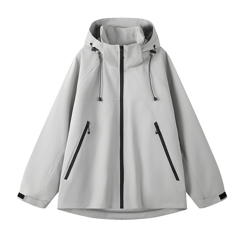 Damen technische Outdoor-Jacke mit verstellbarer Kapuze und funktionalen Reißverschlusstaschen Echoarchiv