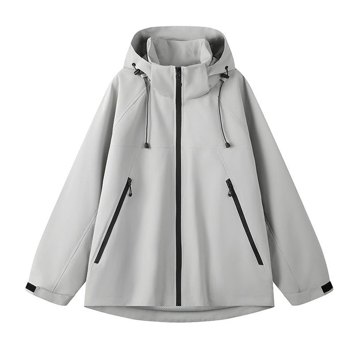 Damen technische Outdoor-Jacke mit verstellbarer Kapuze und funktionalen Reißverschlusstaschen Echoarchiv