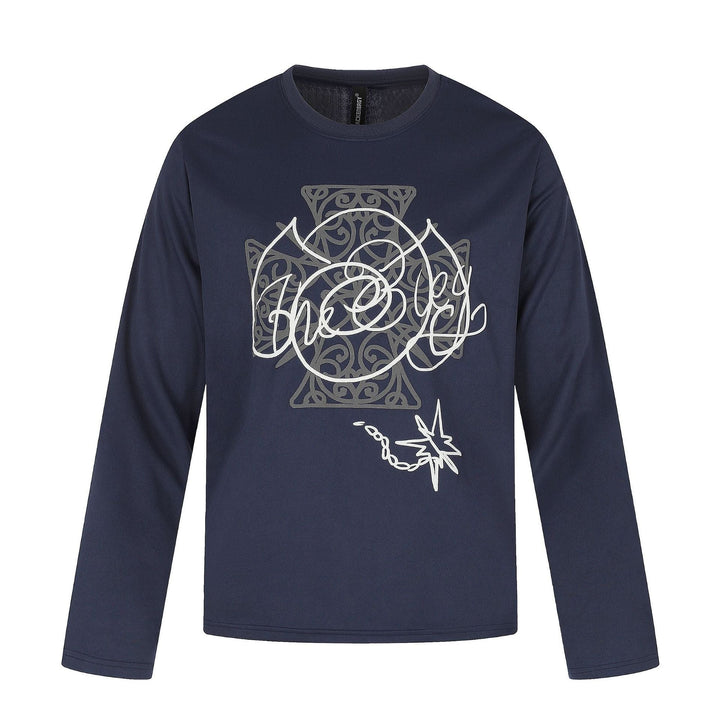 Damen Langärmliges Rundhals-Shirt mit dekorativem Print Echoarchiv