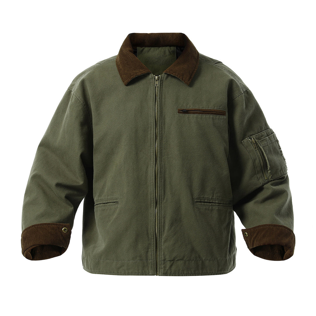 Herren urbane Übergangsjacke mit strukturiertem Stehkragen und zahlreichen praktischen Taschen Echoarchiv